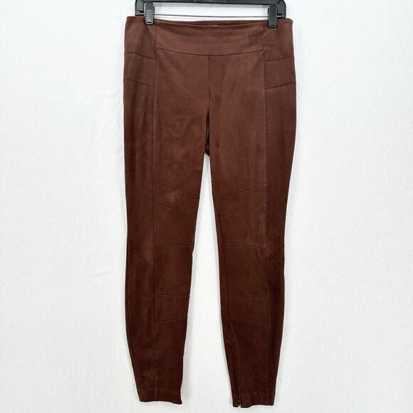 Sundance Pants Womens 8 Faux Suede Brown Legging Skinny Moto Zip Hem Academia - Picture 1 of 14